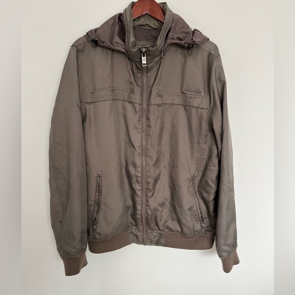 Guess Gray Windbreaker with Hood and Ribbed Cuffs size Xl - Picture 2 of 7